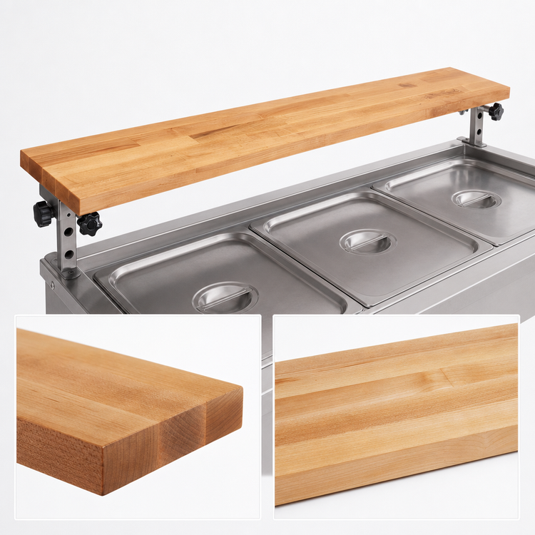 Product image #3 for John Boos 72-Inch x 10-Inch x 1-3/4-Inch Steam Table Cutting Board with Adjustable Stainless Steel Supports