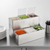 Thumbnail image #3 for EZ-Chill 2-Tier Stainless Steel Step Condiment Center with Individual Notched Lids, 6 x 1-Qt Inserts