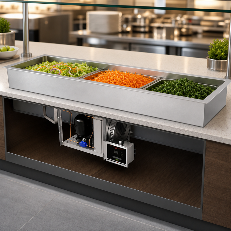 Product image #3 for Hatco CWBP-S3 Drop-In Refrigerated Slim Well, Self-Contained, 3 Full-Size Pans