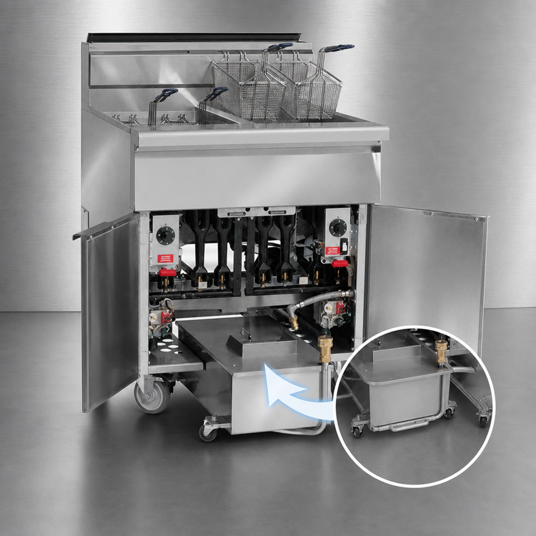 Product image #2 for Imperial Gas Floor Fryer with Built-In Space Saver Filter System, 75 lb. Capacity