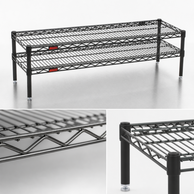 Product image #3 for Eagle QuadTruss 2-Tier Front Case Merchandise Wire Shelving Unit, 30 x 14 x 14 Inches, Pewter Gray