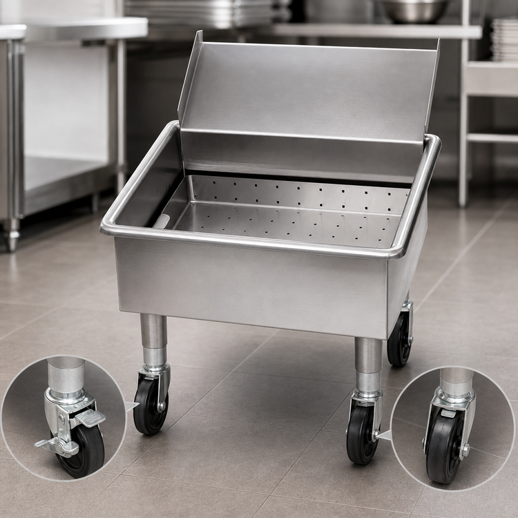 Product image #3 for Eagle Group Mobile Stainless Steel Soak Sink with 24" x 24" x 8" Compartment