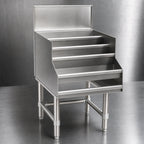 Thumbnail image #3 for Eagle Group Spec-Bar LDSR12-19 12-Inch Wide Freestanding Stainless Steel Liquor Display Unit, 4-Step Open Step-and-Rail Design