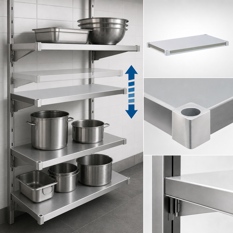Product image #4 for New Age Adjust-A-Shelf Solid Brute Series Aluminum Shelf, 42-Inch W x 18-Inch D, 800 lb. Capacity