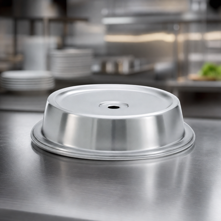 Product image #3 for Vollrath Round Stainless Steel Satin Finish Plate Cover for 10-1/16 to 10-1/8 Inch Plates