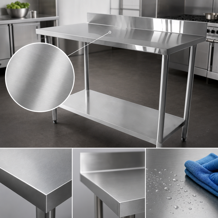 Product image #3 for Thunder Group 24 x 60-Inch Stainless Steel Work Table with 4-Inch Backsplash and Undershelf