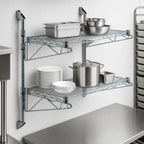 Thumbnail image #3 for Quantum WC34-CB1242C Wall-Mounted Cantilever Double-Shelf Wire Shelving Unit, 42 x 12 Inch Shelves, Chrome
