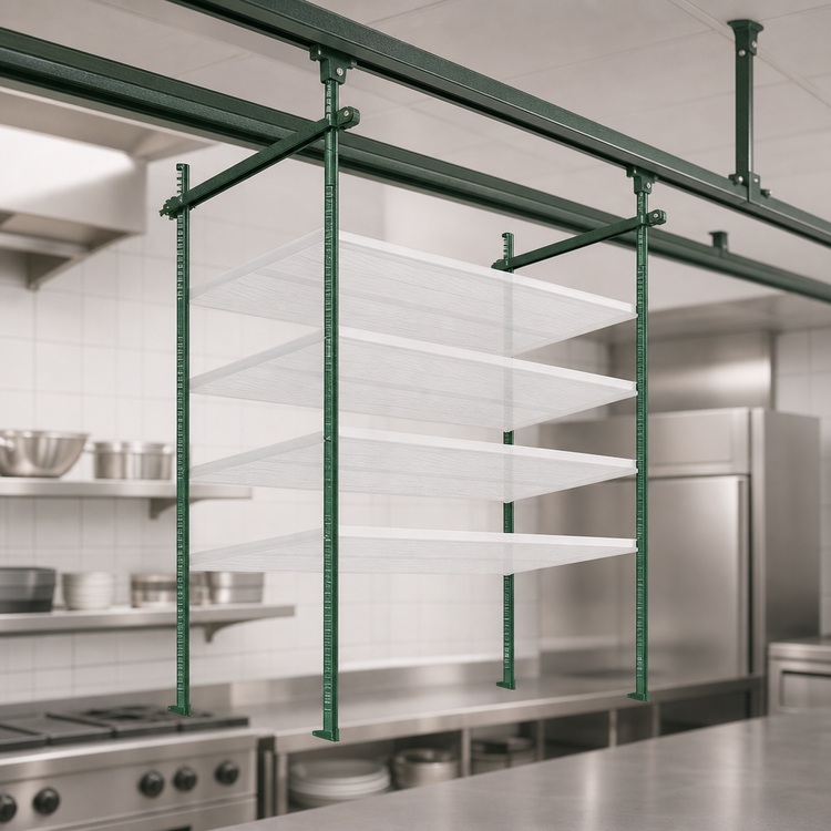 Product image #3 for Quantum 21-Inch Overhead Track Shelving Intermediate Kit, Green Epoxy Antimicrobial Finish