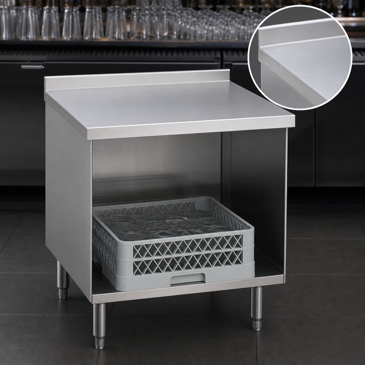 Product image #3 for Eagle 1800 Series 18-Inch Flatboard Top Underbar Glass Rack Storage Unit with Open Cabinet Base