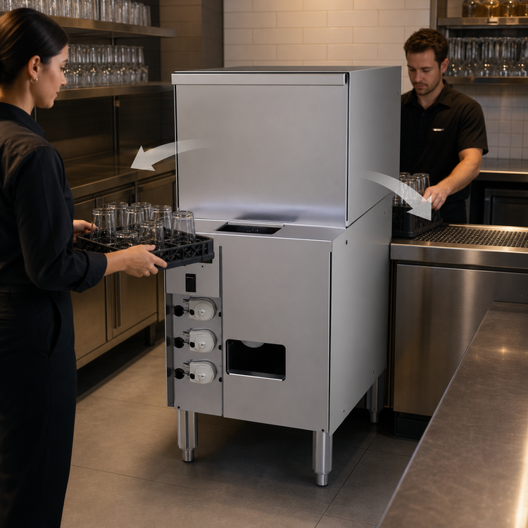 Product image #3 for Glastender GT-18+1 18-Inch Front-to-Back Pass-Thru Rotary Rack Glasswasher Station
