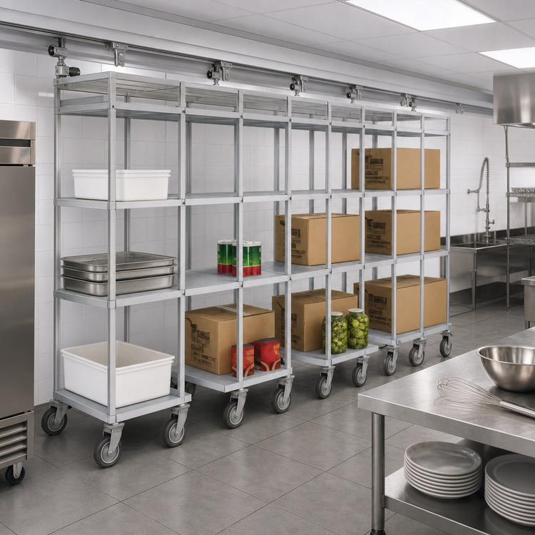 Product image #3 for Master Trak Overhead Track Mobile Unit Kit for 30-Inch Deep Shelves, Chrome Finish