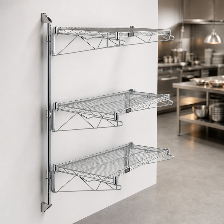 Product image #3 for Quantum Wall-Mounted Cantilever Starter Shelving Unit with Wire Shelves