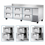 Thumbnail image #3 for True Mfg. - General Foodservice TWT-93D-6-HC Three-Section Six-Drawer Stainless Steel Worktop Refrigerator, 93-1/4-Inch