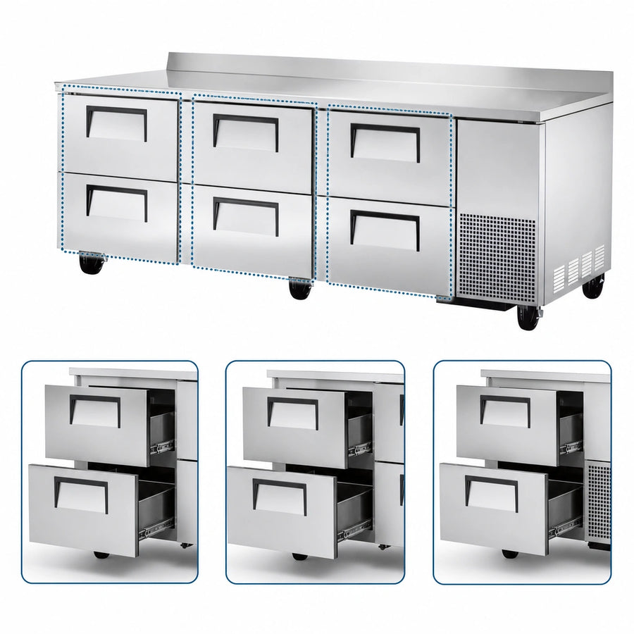 Three-Section, Six-Drawer Layout