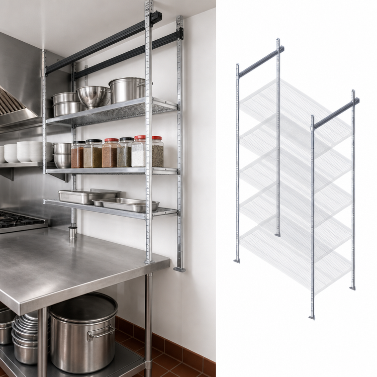 Product image #3 for Quantum 18-Inch Chrome-Plated Stationary End Kit for Overhead Track Shelving