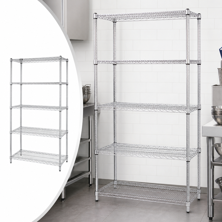 Product image #3 for Quantum 30-Inch x 21-Inch x 74-Inch 5-Shelf Wire Shelving Starter Kit, 304 Stainless Steel