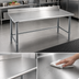 Thumbnail image #3 for Eagle Group Budget Series 48-Inch x 36-Inch Work Table with 430 Stainless Steel Top, 4-1/2-Inch Backsplash, and Galvanized Base