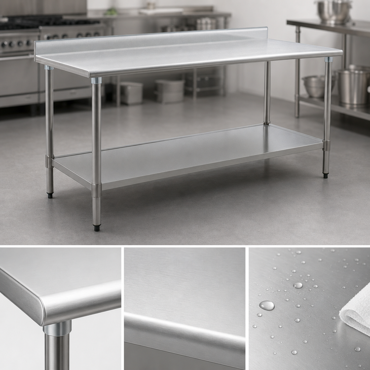 Product image #3 for Eagle BlendPort Deluxe Series Stainless Steel Work Table with Backsplash and Undershelf, 72 x 24 Inches