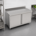 Thumbnail image #3 for John Boos 72-Inch x 24-Inch Stainless Steel Enclosed Base Work Table with Hinged Doors and 5-Inch Backsplash