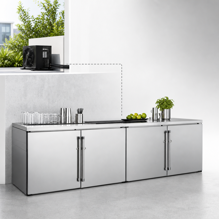 Product image #4 for Perlick BBR96 96-Inch Four-Door Remote Back Bar Refrigerator, Stainless Steel Interior
