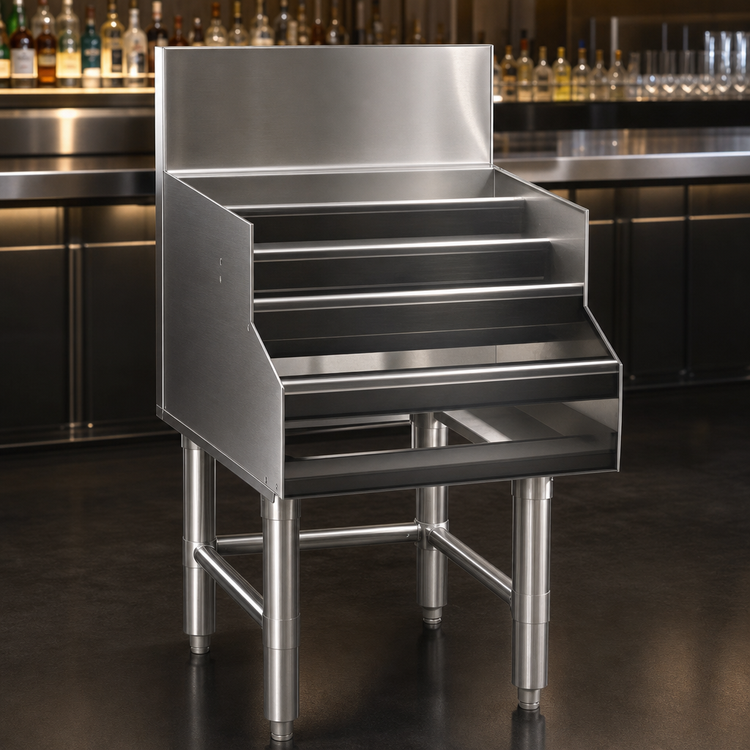 Product image #3 for Spec-Bar Freestanding Underbar Liquor Bottle Display Unit, 18-Inch, 304 Stainless Steel