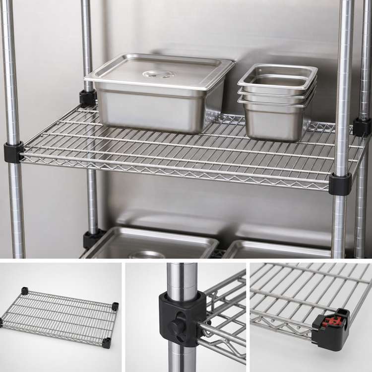 Product image #3 for Eagle QuadTruss Quad-Adjust Reverse Mat Shelf, Wire, 48"W x 14"D, Stainless Steel Finish
