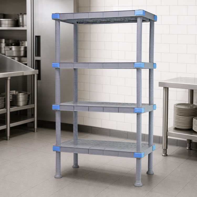 Product image #3 for Quantum Millenia 48-Inch x 21-Inch x 50-Inch Polymer Stationary Starter Shelving Unit with 5 Solid Shelves