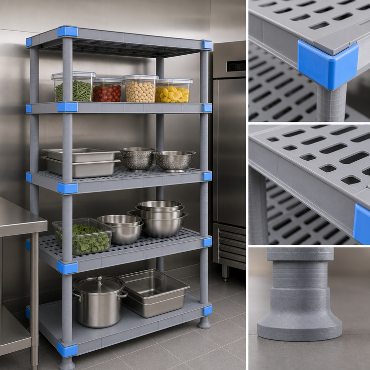 Product image #3 for Quantum Millenia Polymer Shelving Unit with Dunnage Stand, 72"W x 18"D x 86"H