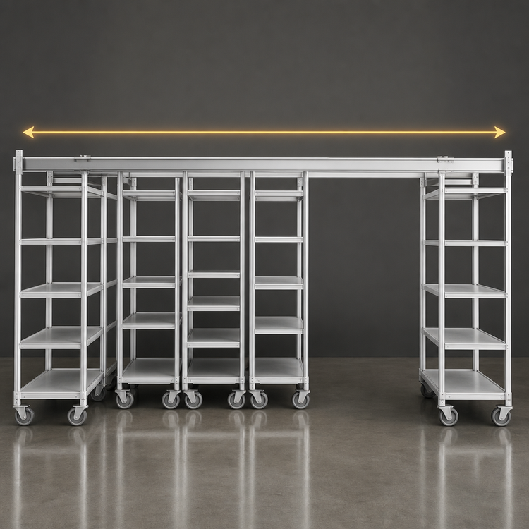Product image #3 for 15 Ft Chrome Top-Track Track Set for High-Density Shelving