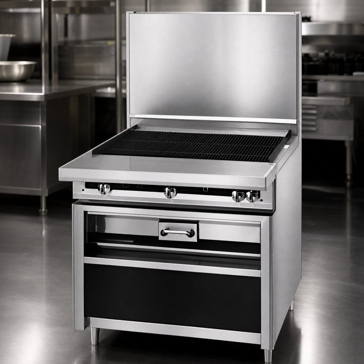 Product image #3 for Titan JTKC-24-RAD 24" Heavy Duty Gas Chitwood Charbroiler with Cabinet Base and Radiants
