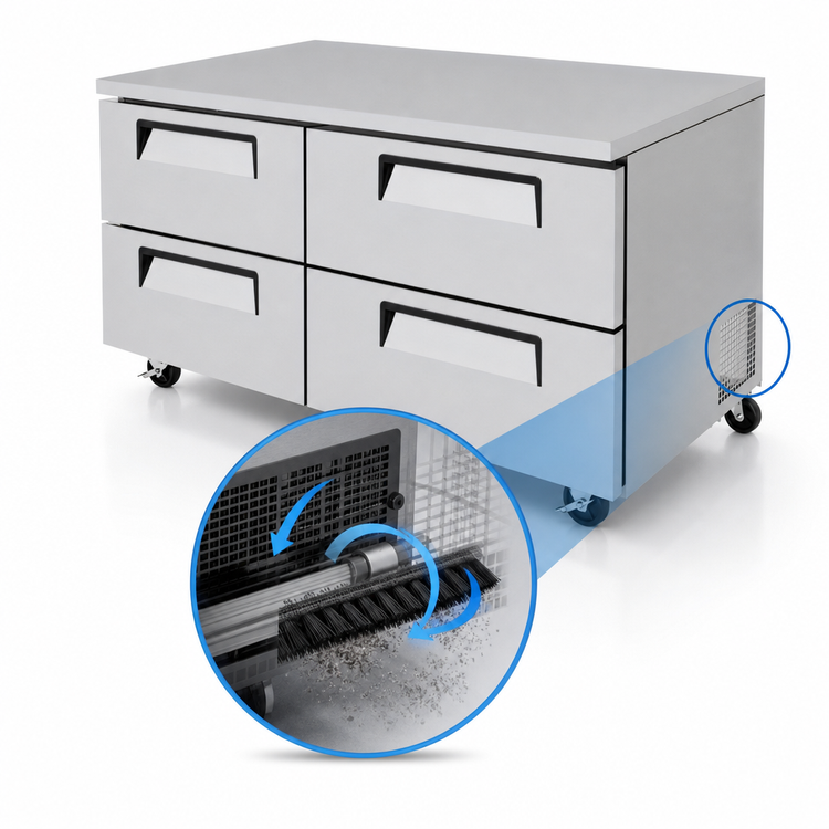Product image #3 for Turbo Air Super Deluxe 60-Inch Two-Section Undercounter Drawer Freezer with 4 Drawers, Rear-Mount Self-Contained Refrigeration
