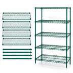 Thumbnail image #3 for Quantum WR63-1872P-5 72"W x 18"D x 63"H Stationary Wire Shelving Starter Kit, 5 Shelves, Green Epoxy Antimicrobial Finish