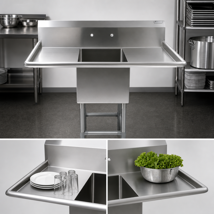 Product image #3 for John Boos Pro-Bowl 1-Compartment Stainless Steel Sink with Left and Right Drainboards, 69-1/4-Inch Wide