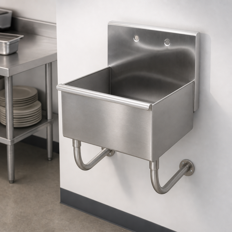 Product image #3 for Advance Tabco Single-Station Wall-Mounted Service Sink, 22 x 19-1/2 Inch, 12-Inch Deep Bowl