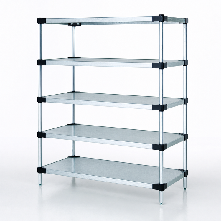 Product image #3 for Quantum Solid Shelving Starter Kit, 60" W x 24" D x 63" H, 5 Solid Shelves