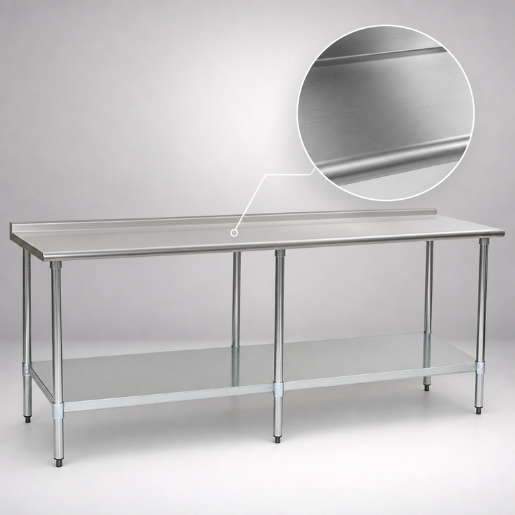 Product image #3 for Eagle Budget Series 108 x 24 Inch 430 Stainless Steel Work Table with Rear Up-Turn and Adjustable Undershelf