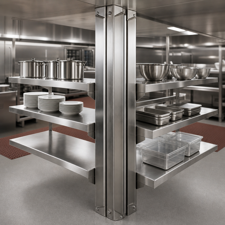 Product image #3 for Eagle Group Back-To-Back Upright Assembly for Cantilevered Shelving, 48 Inch, Aluminum, Floor-to-Ceiling Mount