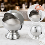 Thumbnail image #3 for Winco SBR-30 20 oz Round Footed Stainless Steel Sugar Bowl with Roll-Top Lid Case of 24