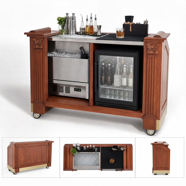 Product image #4 for Architectural Series Mahogany Wood Portable Bar with 60 lb Ice Bin and Underbar Server