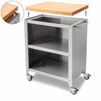 Thumbnail image #3 for John Boos CUFC-M1830-X Mobile Serving Cart with Removable Maple Cutting Board Top, Stainless Steel Base, 2 Perforated Shelves, Locking Casters