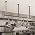 Thumbnail image #3 for John Boos Ceiling-Mounted Single-Bar Stainless Steel Pot Rack, 79-1/4 Inch, 7 Double Hooks