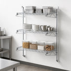 Thumbnail image #3 for Quantum WC54-CB1472C Wall-Mounted Cantilever Shelving Starter Unit with 3 Wire Shelves, 54-Inch Posts, Chrome-Plated Finish