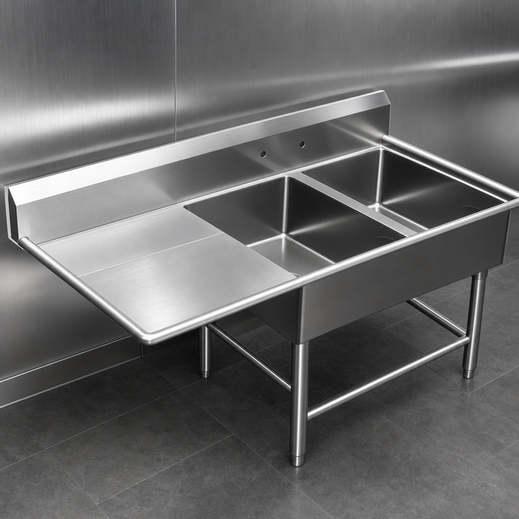 Product image #3 for John Boos Pro-Bowl 2-Compartment Sink with 24-Inch Left Drainboard, 14-Gauge Stainless Steel