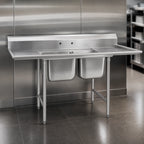 Thumbnail image #3 for Eagle Group 314-16-2-18R-3VP 2-Compartment 304 Stainless Steel Sink, 56-5/8"W, Right-Hand 18" Drainboard, 9-1/2"H Backsplash Case of 3