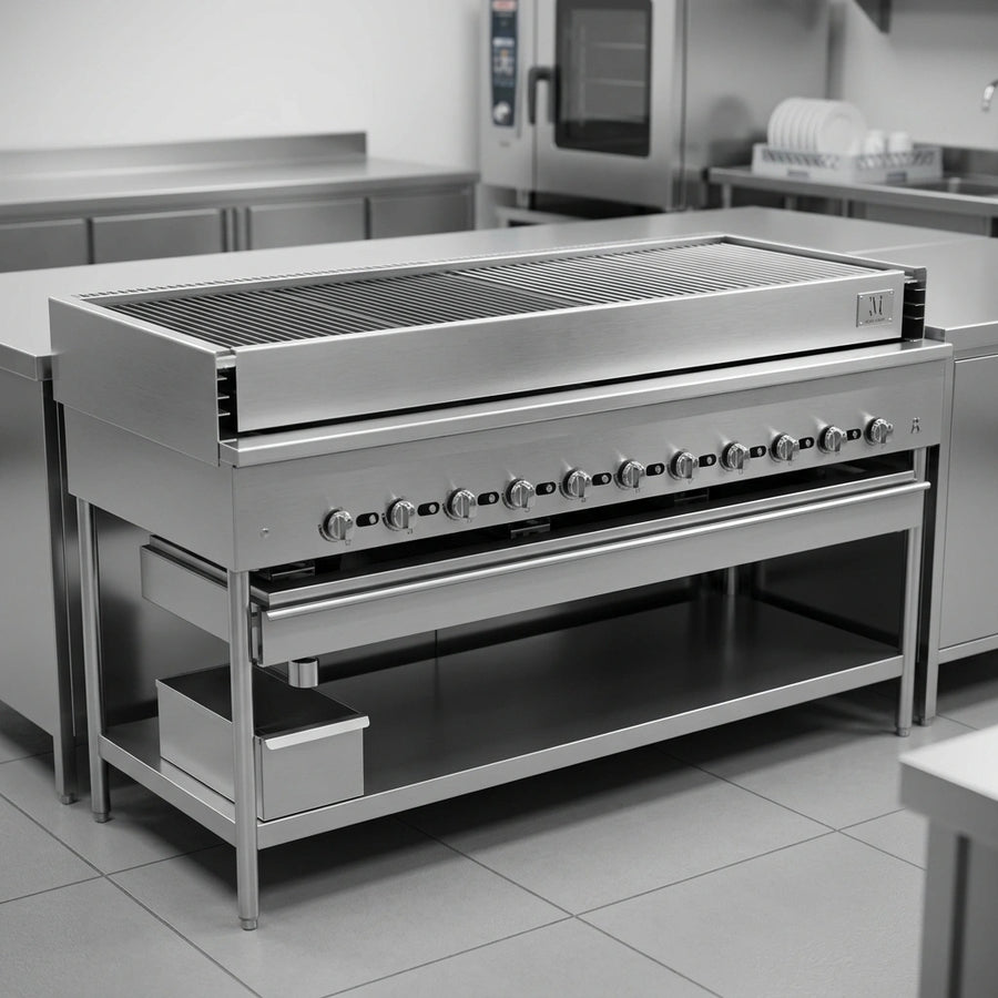 Built for exceptional durability, this chicken broiler features a robust 14-gauge all stainless steel welded body and a 12-gauge all welded firebox.