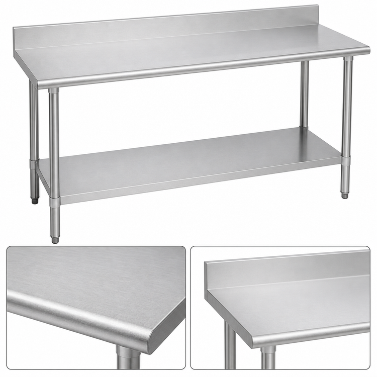 Product image #3 for Duke Standard Series 16-Gauge 400 Series Stainless Steel Work Table with 5-Inch Riser, 30 x 24 Inches, Stainless Undershelf