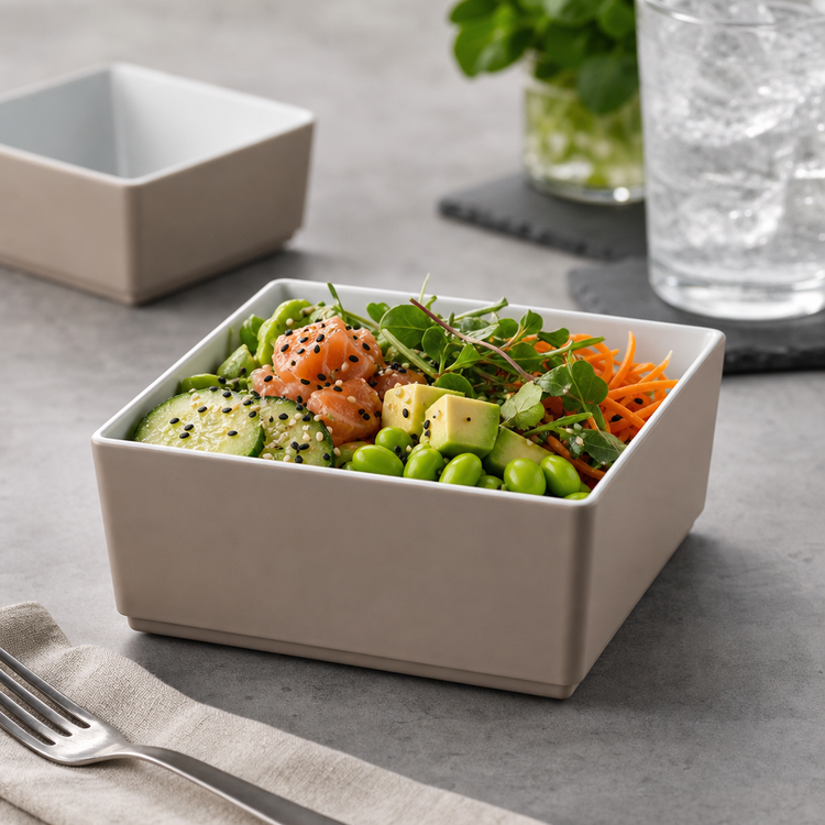 Product image #3 for American Metalcraft Unity Collection 16 oz. Square Melamine Bowl, Mocha