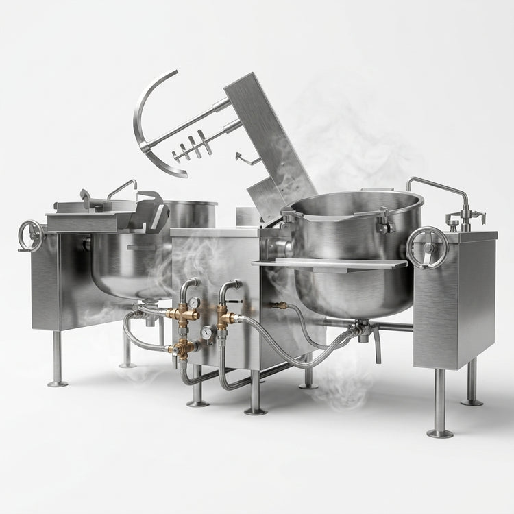 Product image #2 for Crown DLTM-60-2 Direct Steam Twin 60-Gallon Tilting Mixer Kettle