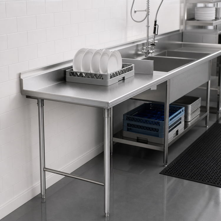 Product image #3 for Spec-Master Straight Clean Dishtable, 24W x 30D x 43-1/2H, Right-to-Left, 14/304 Stainless Steel Top