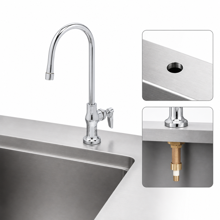 Product image #3 for T&S Brass Single Pantry Deck Mount Faucet with 5 3/4-Inch Gooseneck, 1.5 GPM Aerator, Quarter-Turn Eterna Cartridge